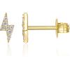 imagePAVOI 14K Gold Plated Sterling Silver Celestial Lightning Bolt Moon and Star Earrings  Dainty Earrings for WomenYellow Gold