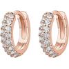 imagePAVOI 14K Gold Plated Sterling Silver Post Cubic Zirconia Huggie Earrings  Small Round Huggie Stud Fashion Hoop Earrings for Women in Gold PlatingRose Gold