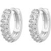 imagePAVOI 14K Gold Plated Sterling Silver Post Cubic Zirconia Huggie Earrings  Small Round Huggie Stud Fashion Hoop Earrings for Women in Gold PlatingWhite Gold
