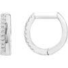 imagePAVOI 14K Gold Plated Sterling Silver Post Cubic Zirconia Huggie Earrings  Small Round Huggie Stud Fashion Hoop Earrings for Women in Gold PlatingWhite Gold
