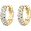 imagePAVOI 14K Gold Plated Sterling Silver Post Cubic Zirconia Huggie Earrings  Small Round Huggie Stud Fashion Hoop Earrings for Women in Gold PlatingYellow Gold