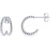 imagePAVOI 14K Gold Plated Sterling Silver Posts Split Huggie Hoop Earrings for Women  Dainty Multi Hoop Huggie EarringsWhite Gold