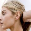 imagePAVOI 14K Gold Plated Sterling Silver Posts Split Huggie Hoop Earrings for Women  Dainty Multi Hoop Huggie EarringsYellow Gold
