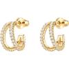 imagePAVOI 14K Gold Plated Sterling Silver Posts Split Huggie Hoop Earrings for Women  Dainty Multi Hoop Huggie EarringsYellow Gold