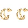 imagePAVOI 14K Gold Plated Sterling Silver Posts Split Huggie Hoop Earrings for Women  Dainty Multi Hoop Huggie EarringsYellow Gold