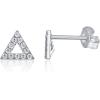 imagePAVOI 14K Gold Plated Sterling Silver Stud Earrings for Women  Dainty Geometrical Bar Triangle Heart EarringsWhite Gold