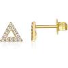 imagePAVOI 14K Gold Plated Sterling Silver Stud Earrings for Women  Dainty Geometrical Bar Triangle Heart EarringsYellow Gold