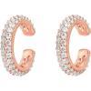 imagePAVOI 925 Sterling Silver 14K Gold Plated Cubic Zirconia Sparkling Round Huggie Ear Cuff Gold Earrings for Women  Clip On CartilageRose Gold
