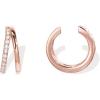 imagePAVOI 925 Sterling Silver 14K Gold Plated Cubic Zirconia Sparkling Round Huggie Ear Cuff Gold Earrings for Women  Clip On CartilageRose Gold