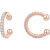 imagePAVOI 925 Sterling Silver 14K Gold Plated Cubic Zirconia Sparkling Round Huggie Ear Cuff Gold Earrings for Women  Clip On CartilageRose Gold