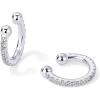 imagePAVOI 925 Sterling Silver 14K Gold Plated Cubic Zirconia Sparkling Round Huggie Ear Cuff Gold Earrings for Women  Clip On CartilageWhite Gold
