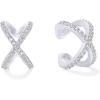 imagePAVOI 925 Sterling Silver 14K Gold Plated Cubic Zirconia Sparkling Round Huggie Ear Cuff Gold Earrings for Women  Clip On CartilageWhite Gold