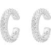 imagePAVOI 925 Sterling Silver 14K Gold Plated Cubic Zirconia Sparkling Round Huggie Ear Cuff Gold Earrings for Women  Clip On CartilageWhite Gold