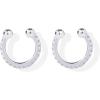 imagePAVOI 925 Sterling Silver 14K Gold Plated Cubic Zirconia Sparkling Round Huggie Ear Cuff Gold Earrings for Women  Clip On CartilageWhite Gold