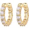 imagePAVOI 925 Sterling Silver 14K Gold Plated Cubic Zirconia Sparkling Round Huggie Ear Cuff Gold Earrings for Women  Clip On CartilageYellow Gold
