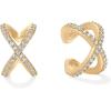 imagePAVOI 925 Sterling Silver 14K Gold Plated Cubic Zirconia Sparkling Round Huggie Ear Cuff Gold Earrings for Women  Clip On CartilageYellow Gold