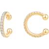 imagePAVOI 925 Sterling Silver 14K Gold Plated Cubic Zirconia Sparkling Round Huggie Ear Cuff Gold Earrings for Women  Clip On CartilageYellow Gold