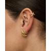 imagePAVOI 925 Sterling Silver 14K Gold Plated Cubic Zirconia Sparkling Round Huggie Ear Cuff Gold Earrings for Women  Clip On CartilageYellow Gold