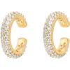 imagePAVOI 925 Sterling Silver 14K Gold Plated Cubic Zirconia Sparkling Round Huggie Ear Cuff Gold Earrings for Women  Clip On CartilageYellow Gold