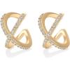 imagePAVOI 925 Sterling Silver 14K Gold Plated Cubic Zirconia Sparkling Round Huggie Ear Cuff Gold Earrings for Women  Clip On CartilageYellow Gold