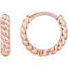 imagePAVOI 14K Gold Plated 925 Sterling Silver Post Twisted Huggie Earring  Womens Mini Hoop EarringsRose Gold
