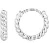 imagePAVOI 14K Gold Plated 925 Sterling Silver Post Twisted Huggie Earring  Womens Mini Hoop EarringsWhite Gold