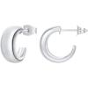 imagePAVOI 14K Gold Plated 925 Sterling Silver Posts Thick Dome Huggie Earrings for Women  Small Wide Round Hoop EarringsWhite Gold