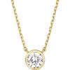 imagePAVOI 14K Gold Plated Circle CZ Solitaire Necklace  Elegant Bezel Pendant  Dainty Cubic Zirconia Halo Choker Necklaces for WomenVermeil Yellow