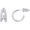 imagePAVOI 14K Gold Plated Sterling Silver Posts Split Huggie Hoop Earrings for Women  Dainty Multi Hoop Huggie EarringsWhite Gold