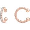 imagePAVOI 925 Sterling Silver 14K Gold Plated Cubic Zirconia Sparkling Round Huggie Ear Cuff Gold Earrings for Women  Clip On CartilageVermeil  Rose