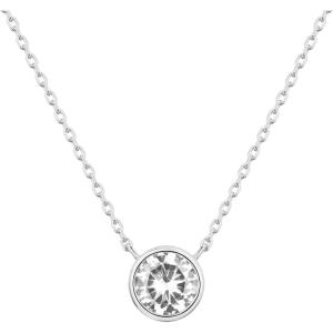 imagePAVOI 14K Gold Plated Circle CZ Solitaire Necklace  Elegant Bezel Pendant  Dainty Cubic Zirconia Halo Choker Necklaces for WomenVermeil White