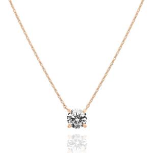 imagePAVOI 14K Gold Plated Crystal Solitaire 15 Carat 73mm Cubic Zirconia Dainty Choker Necklace  Gold Necklaces for WomenRose Gold