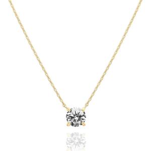 imagePAVOI 14K Gold Plated Crystal Solitaire 15 Carat 73mm Cubic Zirconia Dainty Choker Necklace  Gold Necklaces for WomenYellow Gold