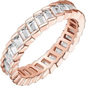 imagePAVOI 14K Gold Plated Cubic Zirconia Baguette Cut Eternity Bands for WomenRose Gold