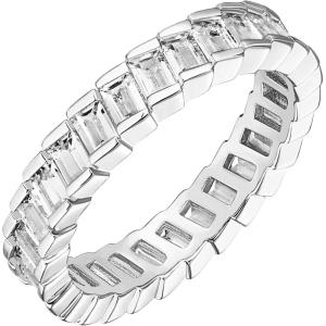 imagePAVOI 14K Gold Plated Cubic Zirconia Baguette Cut Eternity Bands for WomenWhite Gold