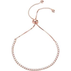 imagePAVOI 14K Gold Plated Cubic Zirconia Classic Tennis Bracelet for Women  Adjustable SliderRose Gold