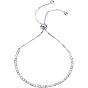 imagePAVOI 14K Gold Plated Cubic Zirconia Classic Tennis Bracelet for Women  Adjustable SliderWhite Gold