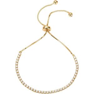 imagePAVOI 14K Gold Plated Cubic Zirconia Classic Tennis Bracelet for Women  Adjustable SliderYellow Gold