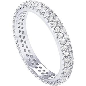 imagePAVOI 14K Gold Plated Cubic Zirconia Double Row Eternity Band for WomenWhite Gold