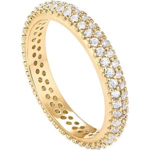 imagePAVOI 14K Gold Plated Cubic Zirconia Double Row Eternity Band for WomenYellow Gold