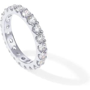 imagePAVOI 14K Gold Plated Cubic Zirconia Stackable Eternity Ring  30mm Gold Wedding Ring for Women  Fake Promise Band Stacking JewelryWhite Gold