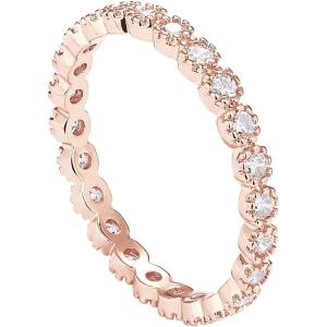 imagePAVOI 14K Gold Plated Rings Cubic Zirconia Band  Marquise Milgrain Eternity Bands  Gold Rings for WomenRose Gold