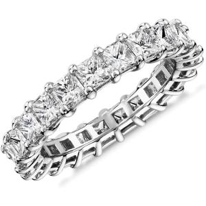 imagePAVOI 14K Gold Plated Rings with Cubic Zirconia Love and Stackable 3mm Princess Cut Rings for WomenWhite Gold