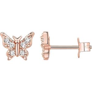 imagePAVOI 14K Gold Plated Sterling Silver Celestial Lightning Bolt Moon and Star Earrings  Dainty Earrings for WomenRose Gold