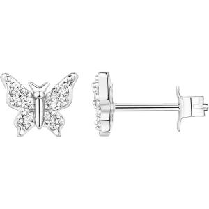 imagePAVOI 14K Gold Plated Sterling Silver Celestial Lightning Bolt Moon and Star Earrings  Dainty Earrings for WomenWhite Gold