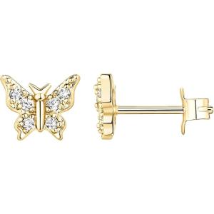 imagePAVOI 14K Gold Plated Sterling Silver Celestial Lightning Bolt Moon and Star Earrings  Dainty Earrings for WomenYellow Gold