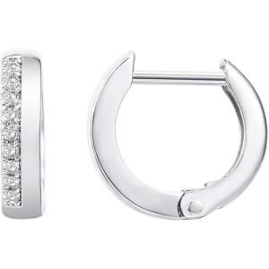 imagePAVOI 14K Gold Plated Sterling Silver Post Cubic Zirconia Huggie Earrings  Small Round Huggie Stud Fashion Hoop Earrings for Women in Gold PlatingVermeil  White