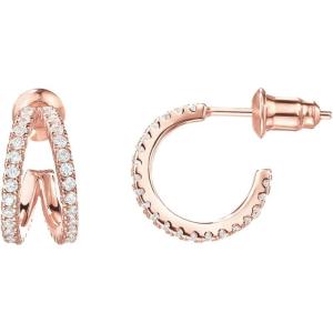 imagePAVOI 14K Gold Plated Sterling Silver Posts Split Huggie Hoop Earrings for Women  Dainty Multi Hoop Huggie EarringsRose Gold