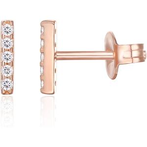 imagePAVOI 14K Gold Plated Sterling Silver Stud Earrings for Women  Dainty Geometrical Bar Triangle Heart EarringsRose Gold