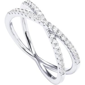 imagePAVOI 14K Gold Plated X Ring Simulated Diamond CZ Criss Cross Ring for WomenWhite Gold